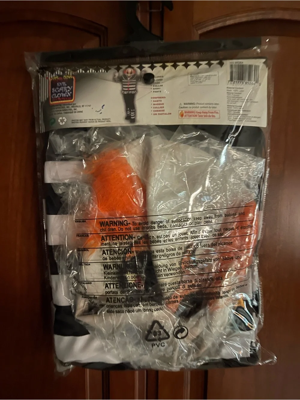 adidas Black, White & Orange Evil Scary Clown Kids Costume